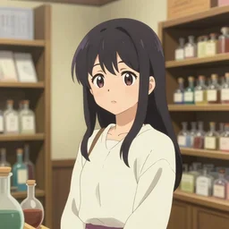 lomography, anime visual, portrait of a young woman in a alchemist's potion shop interior shopping, cute face katsura masakazu, yoh yoshinari, ilya kuvshinov, makoto shinai, dynamic pose and perspective, detailed facial features, 1 8 mm photo, kyoani