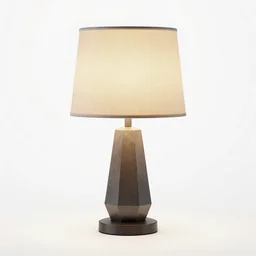 low-poly table lamp, clean 3d render, octane render, isolated on a pure white background, centered, entire object in frame, sharp focus, soft studio lighting