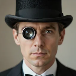 closeup portrait of burlington berty wearing a monocle and a top hat, depth of field, zeiss lens, detailed, symmetrical, centered, fashion photoshoot, by Annie Leibovitz and Steve McCurry, David Lazar, Jimmy Nelsson, Breathtaking, 8k resolution, extremely detailed, beautiful, establishing shot, artistic, hyperrealistic, beautiful face, octane render