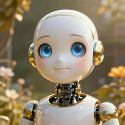 a magical robot in a golden garden, artificial intelligence, hightly detailed, ditigal painting, smooth, sharp, beautiful face, expressive eyes, 4k, octane render, award winning art by alex gray and hajime sorayama