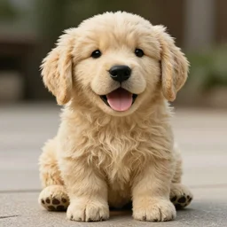 an happy golden retriever puppyplush doll, 8k