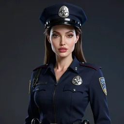 biohazard portrait of young angelina jolie, futuristic hong kong police uniform girl anime digital art, au naturel, hyper detailed, digital art, trending in artstation, cinematic lighting, studio quality, smooth render, unreal engine 5 rendered, octane rendered, art style by klimt and nixeu and ian sprigger and wlop and krenz cushart
