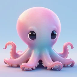 character design, cute kawaii octopus, big eyes, smooth, pastel colors, shiny glitter, in the style of pixar animation, detailed, soft light, ethereal, octane render, 4 k