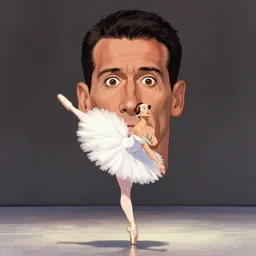 john cena as a ballerina, on a stage, big eyes, portrait by greg hildebrandt, studio lighting, muted colors, by terry richardson, by frank frazetta, by beeple, ultrarelistic, extreme detail, reflections, trending on artstation, 8 k