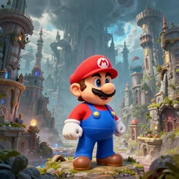 A highly detailed 4K fantasy matte painting of paper mario, shiver city, zdzislaw beksinski, ArtStation, CGSociety, Unreal Engine