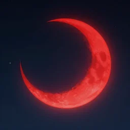 blood red cresent moon, cyberpunk, stars