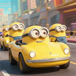 a still of minions driving cars in mad max movie, highly detailed cinematography, cinematic, marvel cinematic