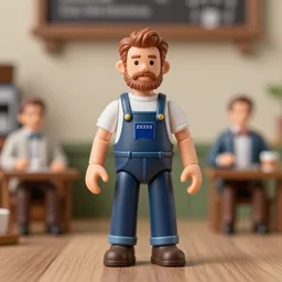 product photography of a plastic action figure hipster barista, depth of field, zeiss lens, detailed, centered, by erwin olaf, joop geesink, wes anderson, breathtaking, 8 k resolution, extremely detailed, beautiful, establishing shot, realistic materials, hyperrealistic