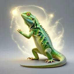 god in the form of a lizard emitting aura, 1 9 6 0, life magazine photo, natural colors, metropolitan museum, kodak, 8 k, very detailed, high resolution, product photo,