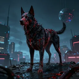 bloodborne dog above cyberpunk planet