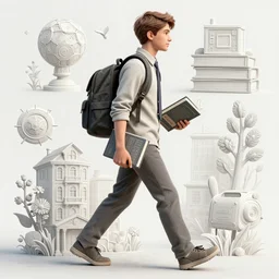 an intricate concept art illustration, man walking to school holding a book, trending in artstation, by wlop, hyper detailed, photorealistic, 8 k