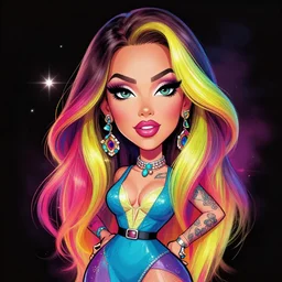 a very exagerated caricature of ivete sangalo, colorful, trending on artstation, artgem, pixiv