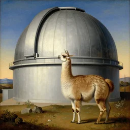renaissance painting of a llama in a large observatory looking for extraterrestrials - n 9