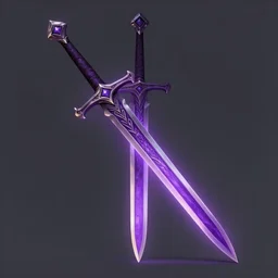 full picture of a Cursed Sword, ornamental, purple glow, long, exquisite handle, concept art, trending on Artstation, artstationHD, artstationHQ, octane, cgsociety, HD