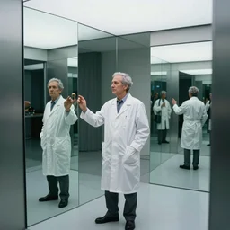 duchamp scientist, master of mirrors, cinematic style of interstellar, 8 k