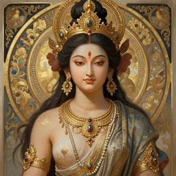 portrait of a gaea goddess, upper body, decorated with hindu aesthetics, hindu, traditional art, intricate, elegant, highly detailed, digital painting, artstation, concept art, smooth, sharp focus, illustration, art by artgerm and greg rutkowski and alphonse mucha, 8 k