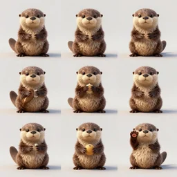 character set, concept art, otters playing, 3 d render, pixar, dreamworks,