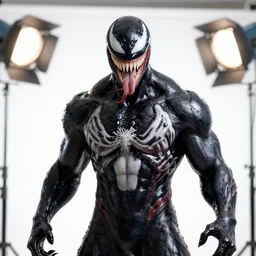 unreal engine 5 quality render, studio lighting, bright studio setting, photorealistic portrait, crisp quality and light reflections, highly detailed, still photo of venom
