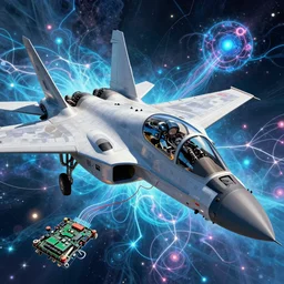 inside fighter jet cockpit beautiful robot fighter pilot suspended by intricate organic and electric connections to jet cockpit computer motherboard experiencing the quantum field comic book art cinematic highly detailed realistic beautiful cosmic neural network o