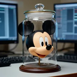1 9 4 0 s photograph of walt disney's head in a jar attached to a super computer