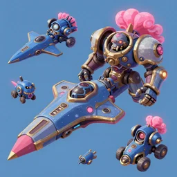 game asset of starship and vehicles infuse with zerg hydralisk, in gouache detailed paintings, props, stylized, 2 d sprites, kitbash, arcane, overwatch, blue and pink color scheme, 8 k, close up