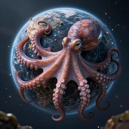 hyperdetailed photo of a anatomical octopus squeezing a unknown planet to destruction 8 k extremely detailed hd hyperrealism movie studio fx beautiful