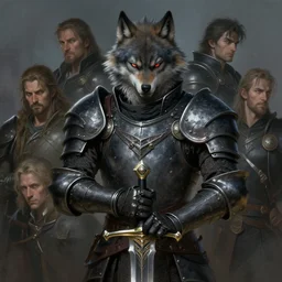 portrait, mysterious wolfish man, wearing a dark armor, holding magic sword, rpg game, stern expression, main character, detailed, digital painting, artstation, sharp focus, illustration, artgerm, tomasz alen kopera, peter mohrbacher, donato giancola, joseph christian leyendecker, wlop, frank frazetta