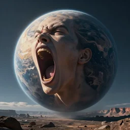 the planet yelling at humanity, high deginition image