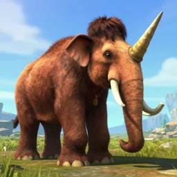 mammoth with 2 legs and a unicorn horn, ark survival evolved screenshot, unreal engine 5