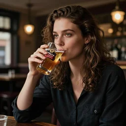 average british man in a pub drinking stella