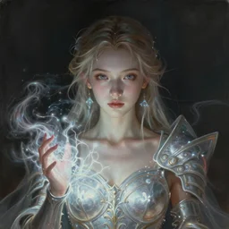 a photorealistic painting of an attractive young girl, partially clothed in ethereal armor emitting psychic powers, beautiful bone structure, perfect eyes, intricate, elegant, highly detailed, hyper detailed, trending on tumblr, by artgerm, by loish, fantasy scene, fantasy aesthetic, trending on Artstation