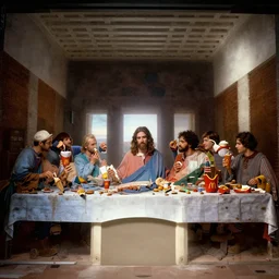 Mc Donalds as the last supper with Ronald as Jesus