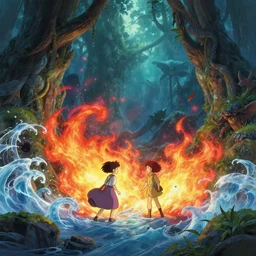 in the jungles of chaos ice and fire mingle together to create a land of infinite beauty and danger, studio ghibli, pixar and disney animation, sharp, rendered in unreal engine 5, bloom, dramatic lighting