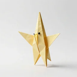 origami firefly, clean 3d render, full body, isolated on a pure white background, centered, entire subject in frame, sharp focus, soft studio lighting