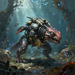 creature and scene from subnautica, subnautica : below zero, realistic painted by rembrandt