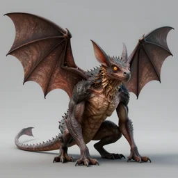 muscular reptilian chiropteran hybrid with large bat ears, realistic, detailed, unreal engine 5 rendered, octane rendered