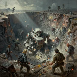 airbrushed awful eldritch mold overruning mining pit with blocky machine by jack kirby, kelly freas, alex ross, basil gogos, philippe druillet, fine art masterpiece baked at 3 0 0 f, matte painting, cold lighting, aged with sunlight, award winning horror, photorealistic render, cinematic