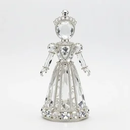 crystal marionette, 8k product photo, isolated on a pure white background, centered, entire object in frame, sharp focus, soft studio lighting