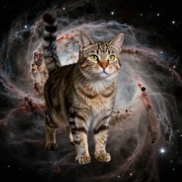 a photo of an enormous space cat in front of a nebula captured by the James Webb Space Telescope JWST, by Hubble, by NASA, astrophotography, 8k, high detail