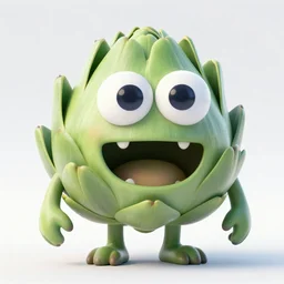 a humanoid figure artichoke monster with large sphere eyes and a voracious mouth, highly detailed, digital art, sharp focus, trending on art station, plant, anime art style