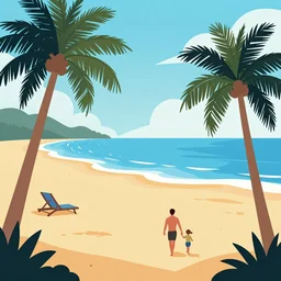 Beach, vector art, trending on artstation, 30mm, by Noah Bradley