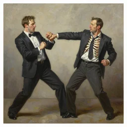 oil painting of ned flanders punching a sinner so hard his ribs collapse