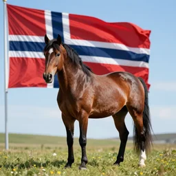 Horse in the color of the norwegian Flag