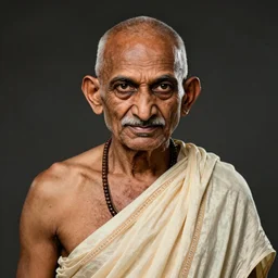 Portrait of Mahatma Gandhi in Gears of War, splash art, movie still, cinematic lighting, dramatic,  octane render, long lens, shallow depth of field, bokeh, anamorphic lens flare, 8k, hyper detailed, 35mm film grain