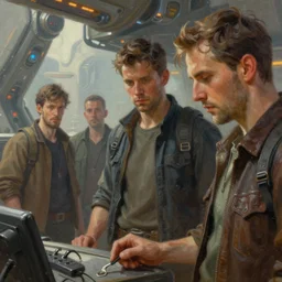 enviroment design, science fiction, cinematic shot, close up, oil painting by jama jurabaev, tyler edlin, james paick, emmanuel shiru, victor mosquera, extremely detailed, brush hard, artstation, for aaa game, high quality, brush stroke