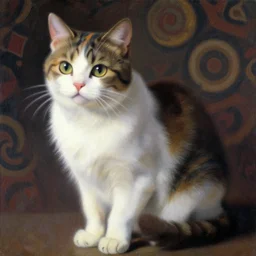 ! dream yoshitaka amano blurred and dreamy realistic illustration of a cat, abstract patterns in the background, satoshi kon anime, noisy film grain effect, highly detailed, renaissance oil painting, weird portrait angle, blurred lost edges, three quarter view
