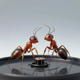 a giant fighting an ant while standing on a gas surface in the milky way, surrounded by asteroids and comets, Behance digital art, award winning