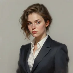 a digital painting of a woman in a suit, a character portrait by artgerm, trending on artstation, fantasy art, ilya kuvshinov, artstation hd, artstation hq