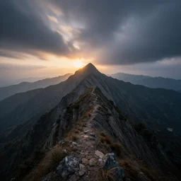 a small mountain ridge, dramatic, ultra - wide angle, long exposure, ultra - hd, epic lighting, ray tracing studio illumination, in a symbolic and meaningful style, heavenly perspective, trending on artstation, concept art, hyper realism, hdr