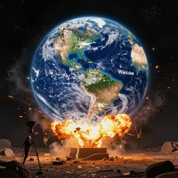 a warshak test of the planet earth blowing up.